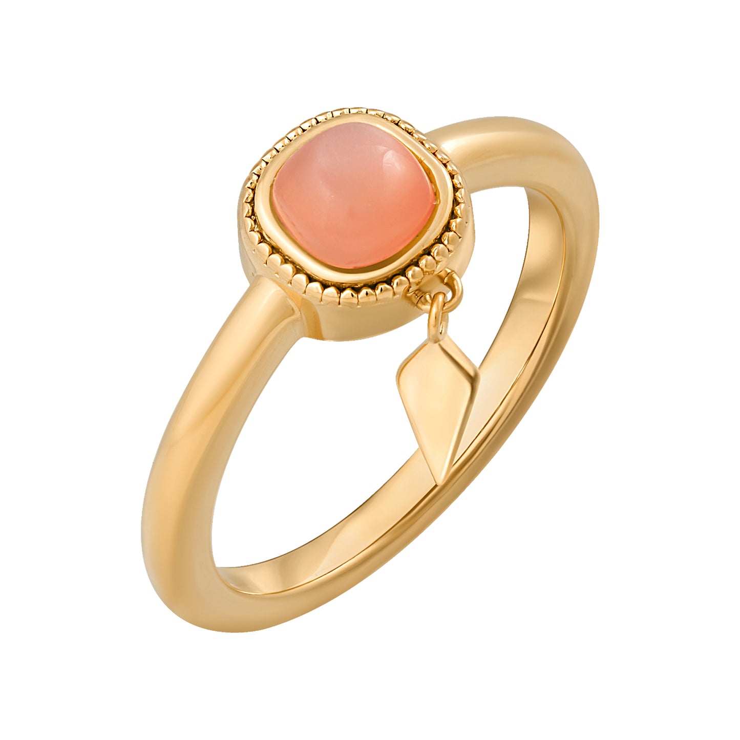 cai Ring 925/- Sterling Silber Orange Mondstein