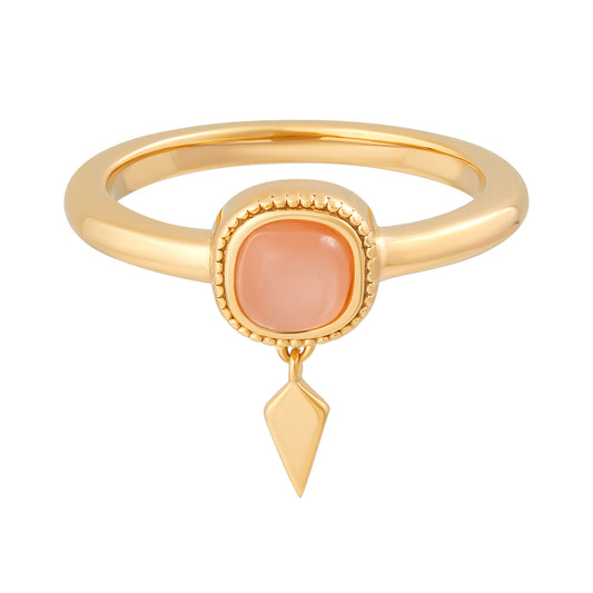 cai Ring 925/- Sterling Silber Orange Mondstein