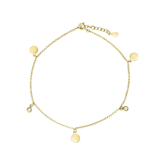 Armband Erbskette 925/- Sterling Silber vergoldet 19,0cm Zirkonia