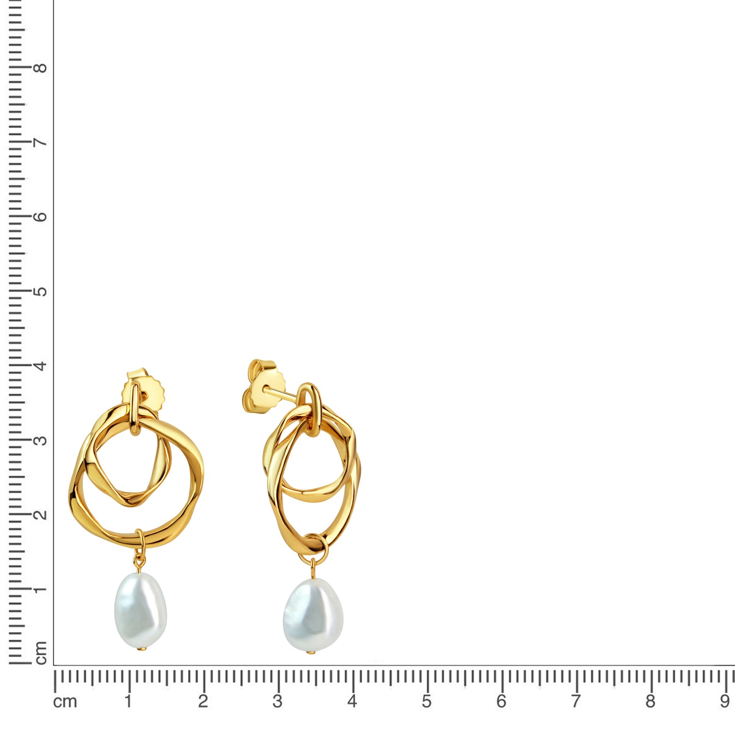 Ohrstecker 925/- Sterling Silber vergoldet 3,2cm Süßwasserzuchtperle