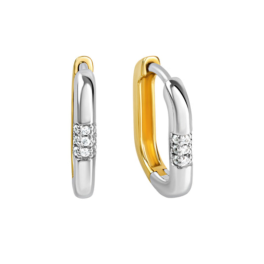 Creolen 925/- Sterling Silber vergoldet (teil) 1,4cm Zirkonia