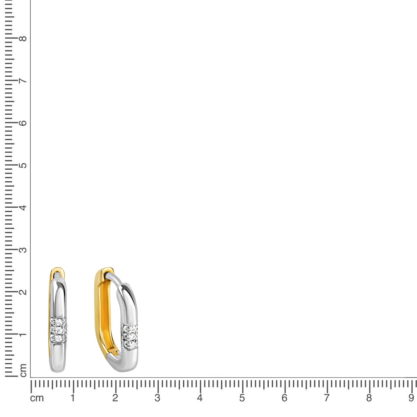 Creolen 925/- Sterling Silber vergoldet (teil) 1,4cm Zirkonia
