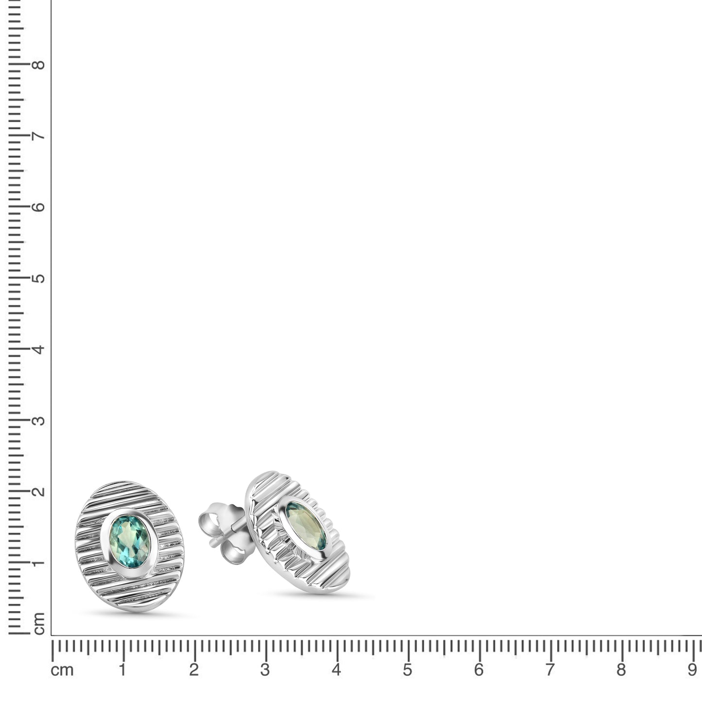 Ohrstecker 925/- Sterling Silber Rhodiniert 1,4cm Blautopas beh.