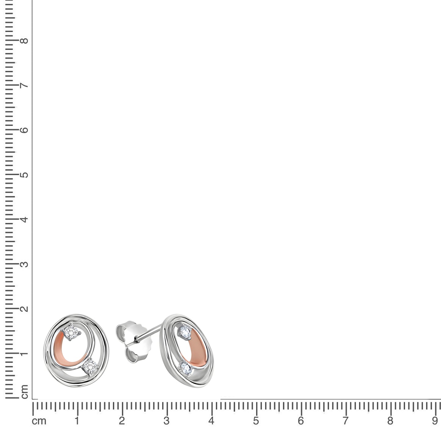 Ohrstecker 925/- Sterling Silber vergoldet (teil) 1,2cm Zirkonia