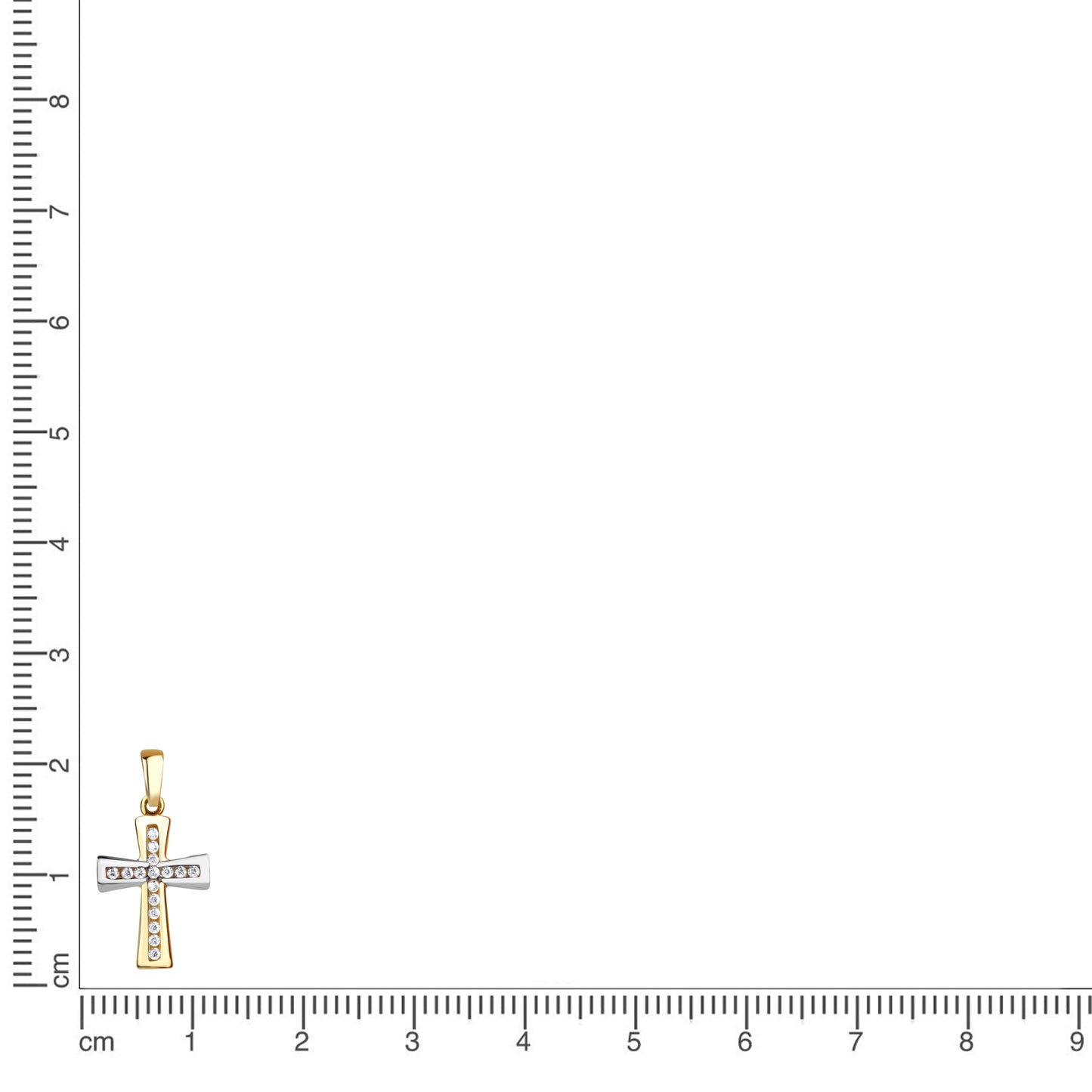 Anhänger 375/- Gold rhodiniert (teil) 2,2cm Zirkonia