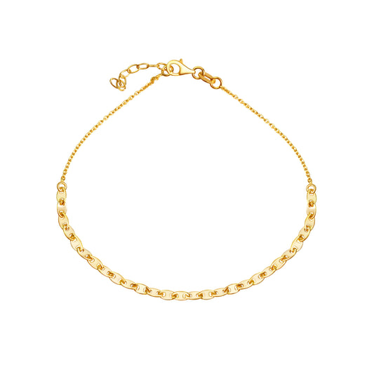 Fusskette Ankerkette 925/- Sterling Silber vergoldet 25,5cm