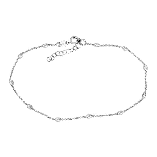 Fusskette Ankerkette 925/- Sterling Silber Rhodiniert 26,0cm