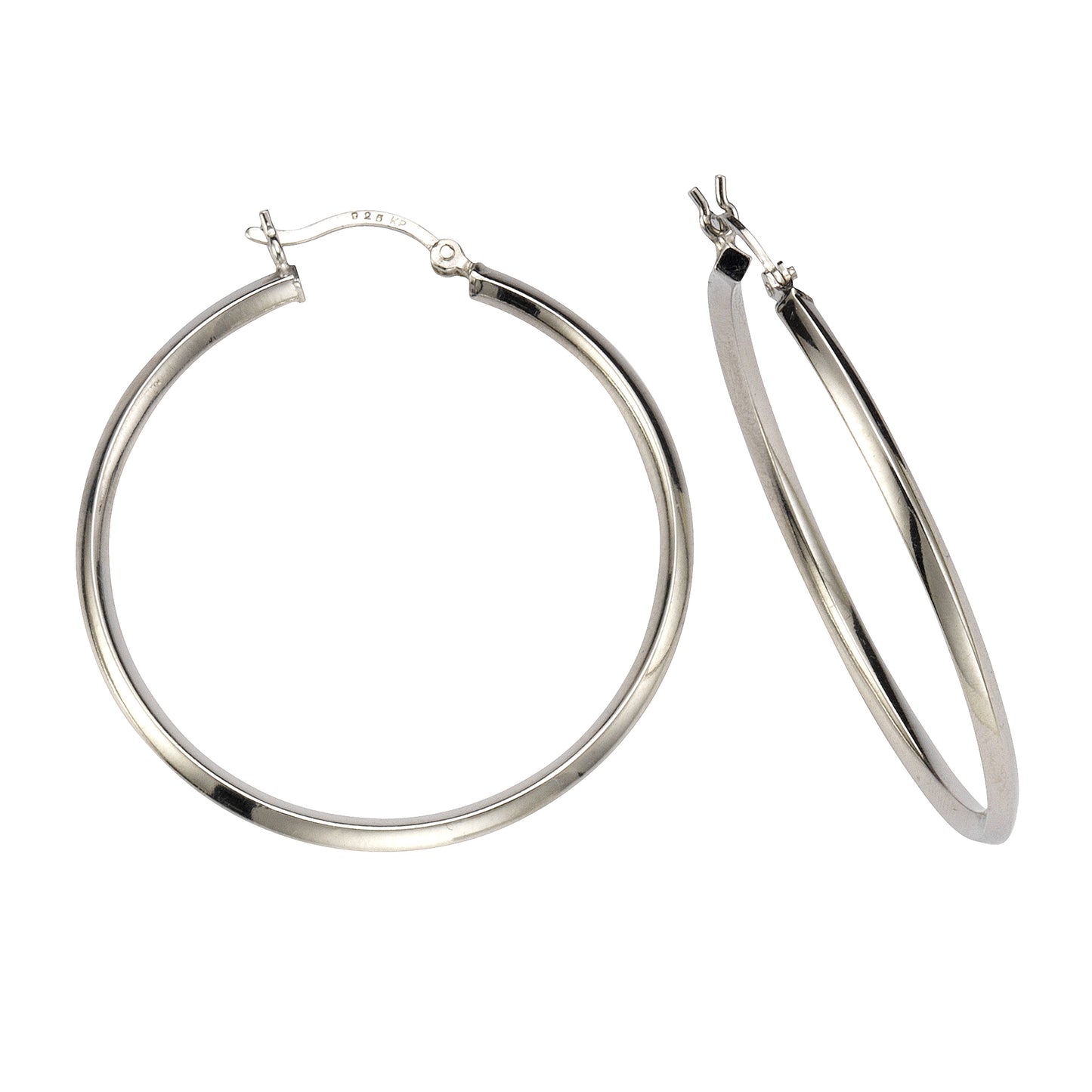 Creolen 925/- Sterling Silber Rhodiniert 4,0cm