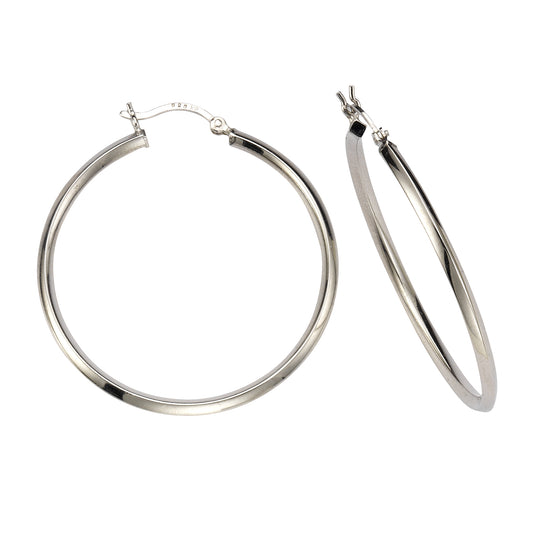 Creolen 925/- Sterling Silber Rhodiniert 4,0cm