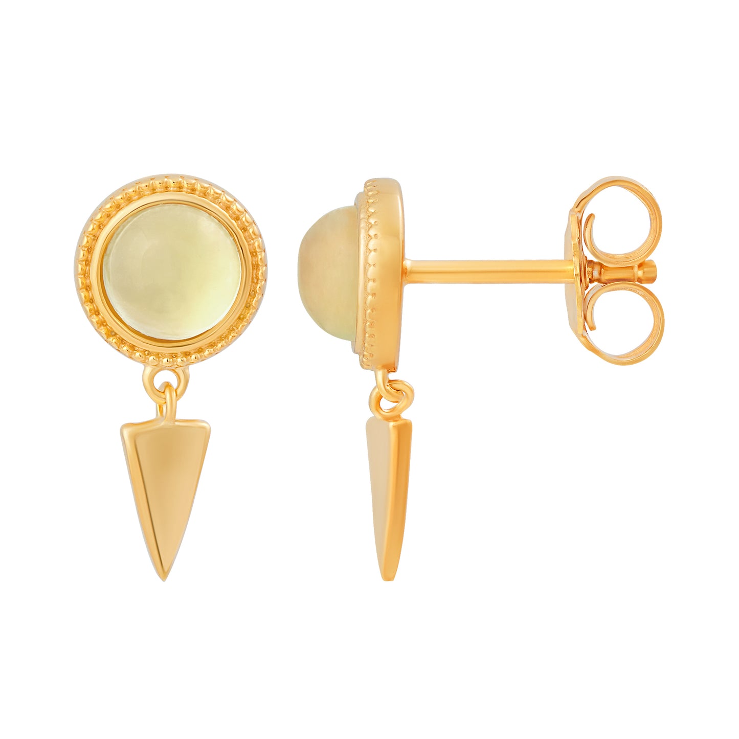 cai Ohrstecker mit Anhänger 925/- Sterling Silber vergoldet 1,4cm Prehnit