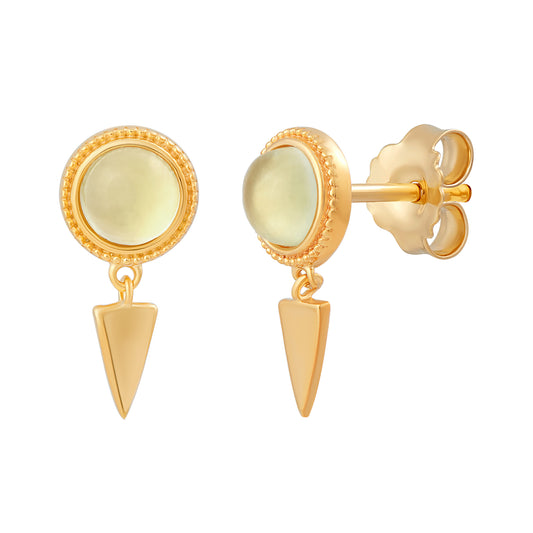 cai Ohrstecker mit Anhänger 925/- Sterling Silber vergoldet 1,4cm Prehnit