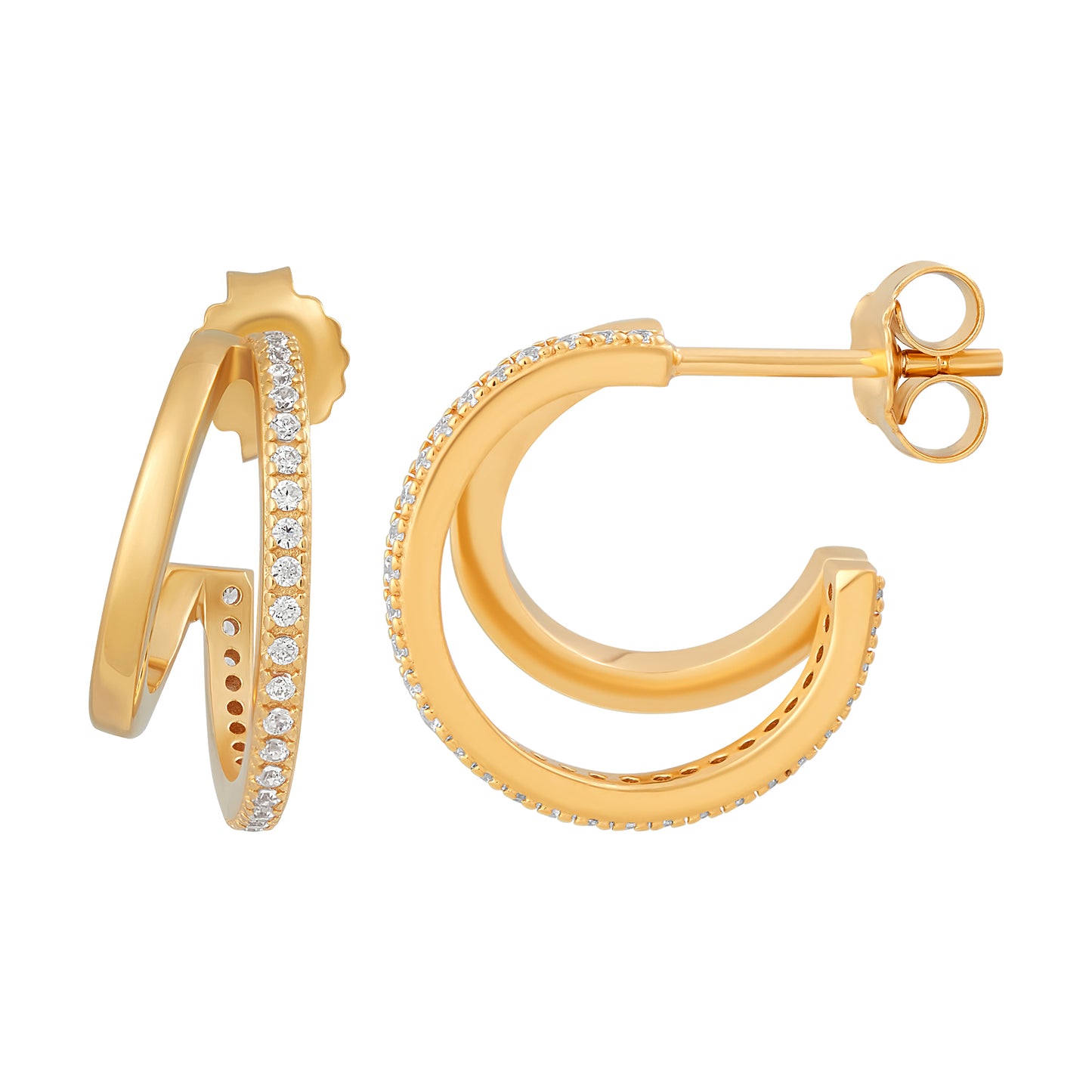 cai Steck-Creolen 925/- Sterling Silber vergoldet 1,9cm Zirkonia