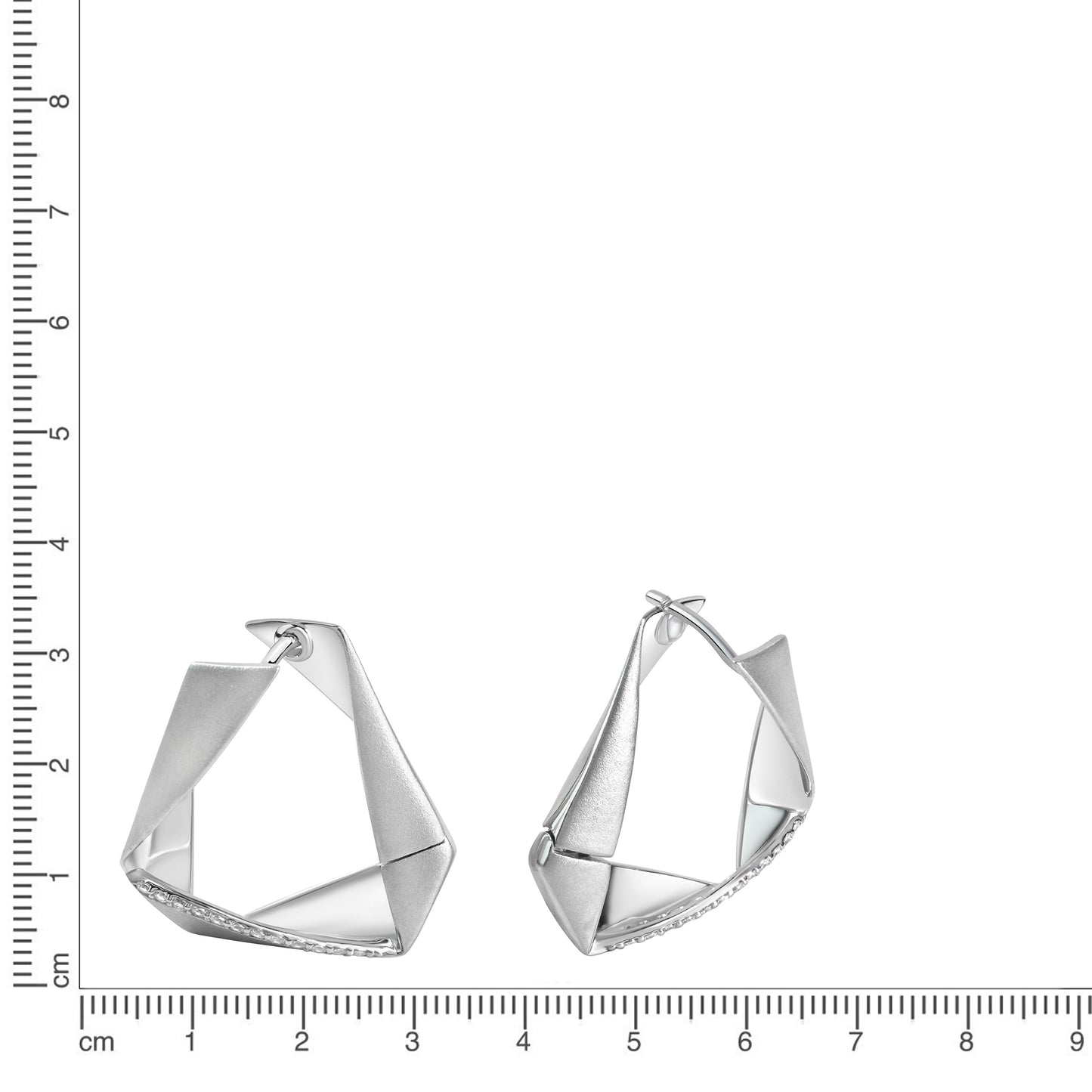 Klappcreolen 925/- Sterling Silber rhodiniert 2,2cm Zirkonia