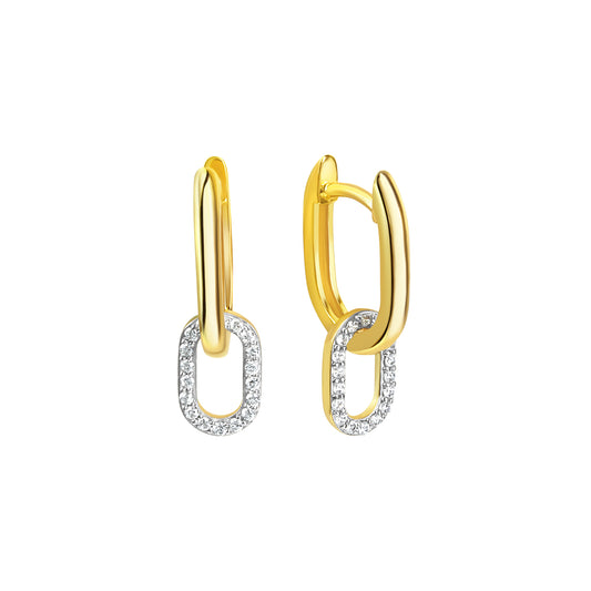 Creolen 925/- Sterling Silber vergoldet 1,0cm Zirkonia