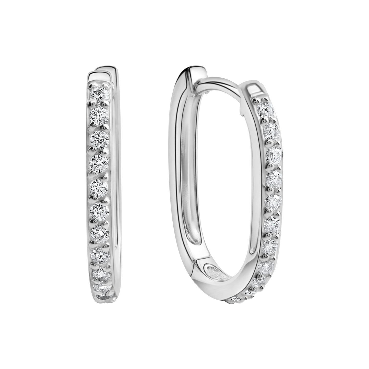 Creolen 925/- Sterling Silber rhodiniert 1,7cm Zirkonia