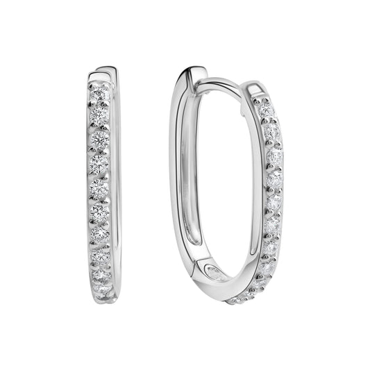 Creolen 925/- Sterling Silber rhodiniert 1,7cm Zirkonia