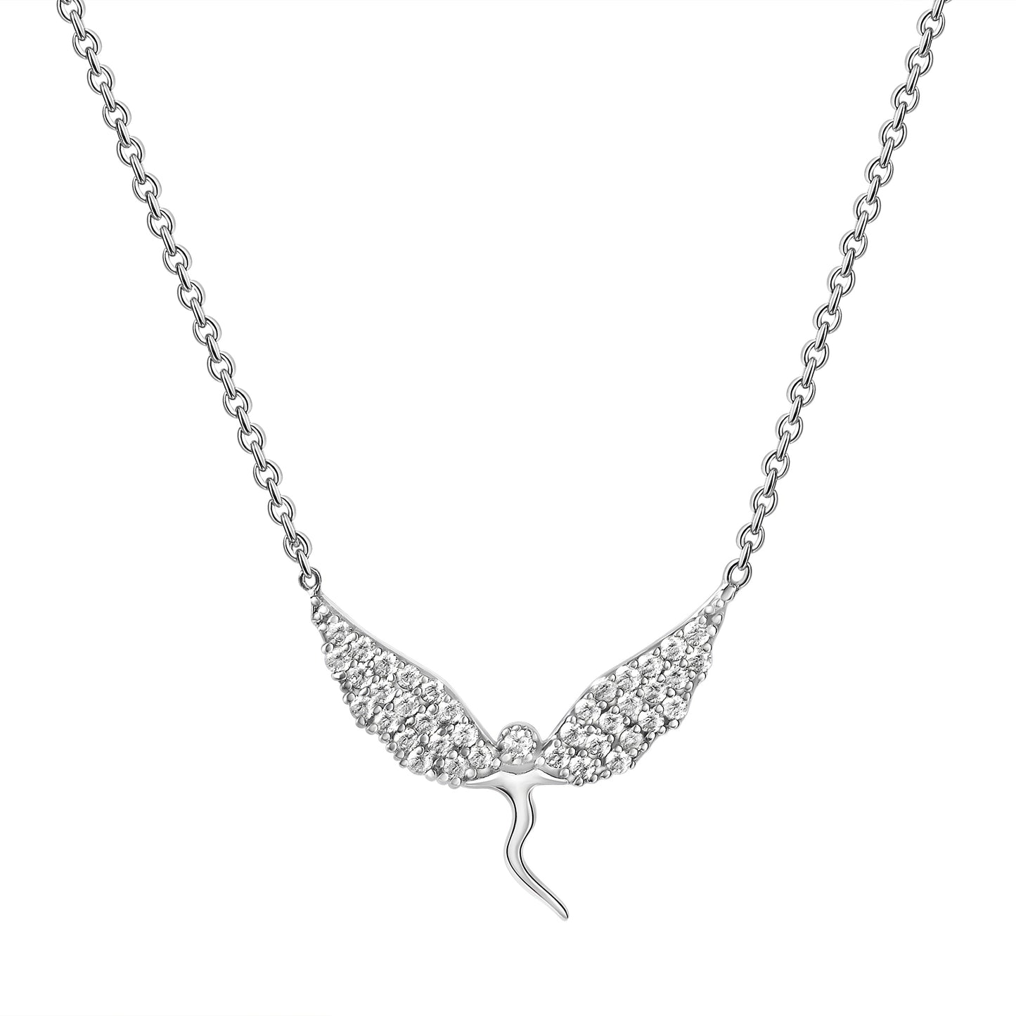 Anhänger mit Kette Ankerkette 925/- Sterling Silber Rhodiniert 48,0cm Zirkonia