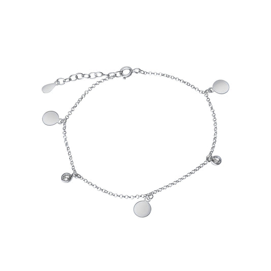 Armband Erbskette 925/- Sterling Silber Rhodiniert 17+2cm Zirkonia