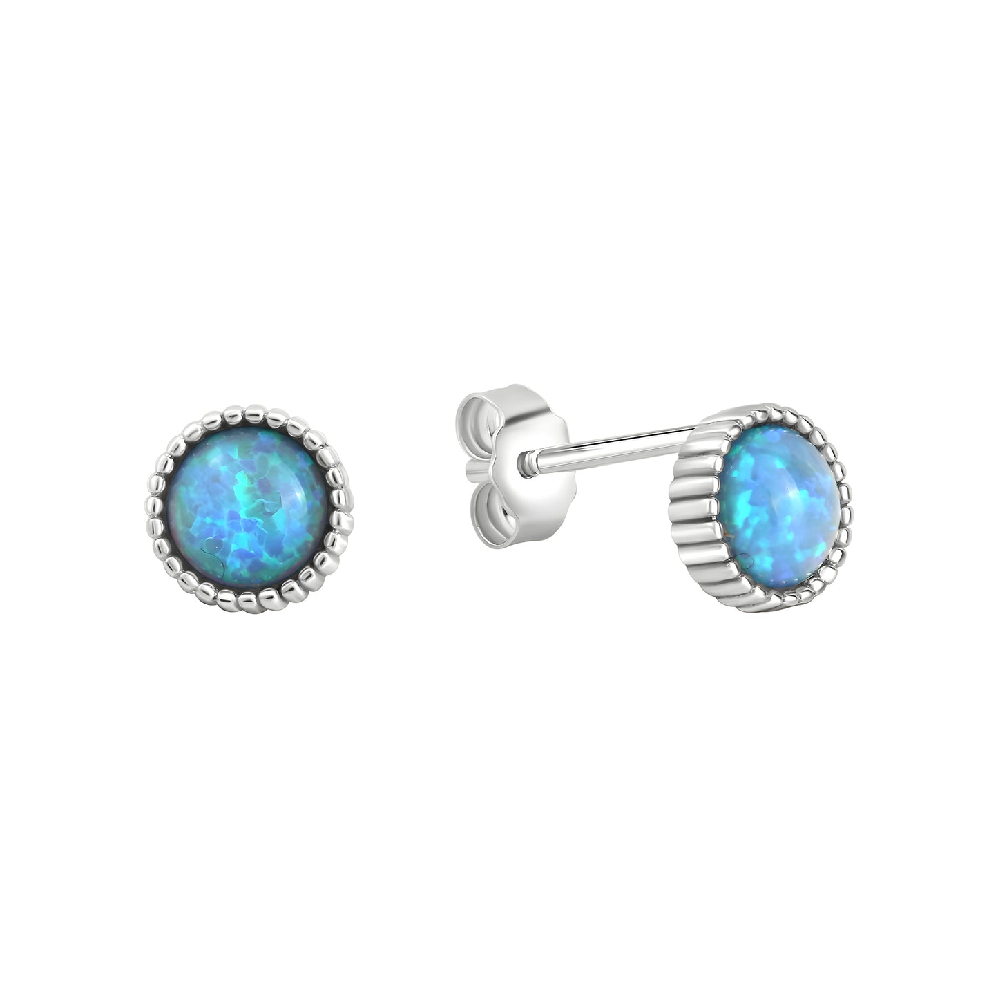 Ohrstecker 925/- Sterling Silber Rhodiniert 0,6cm Opal