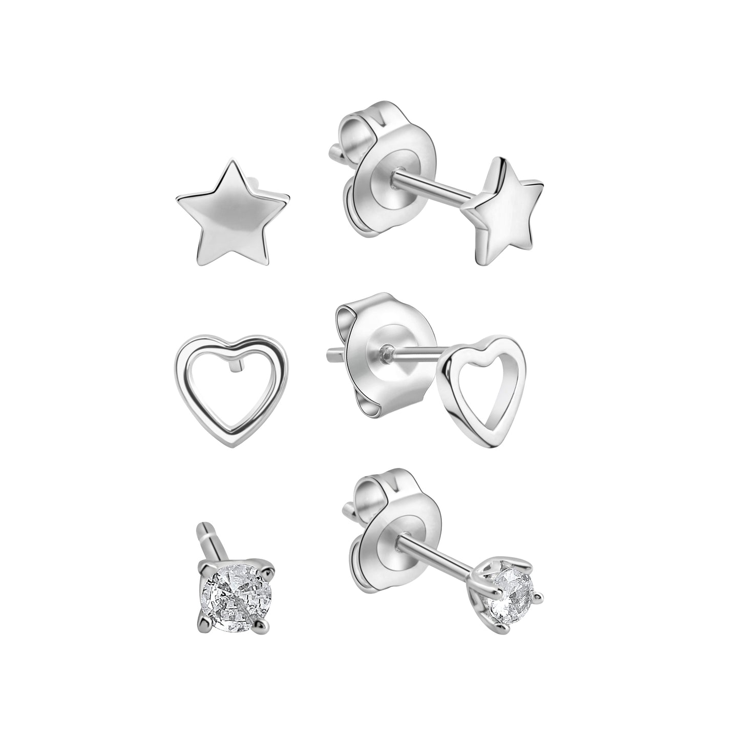 Ohrstecker 925/- Sterling Silber Rhodiniert Zirkonia