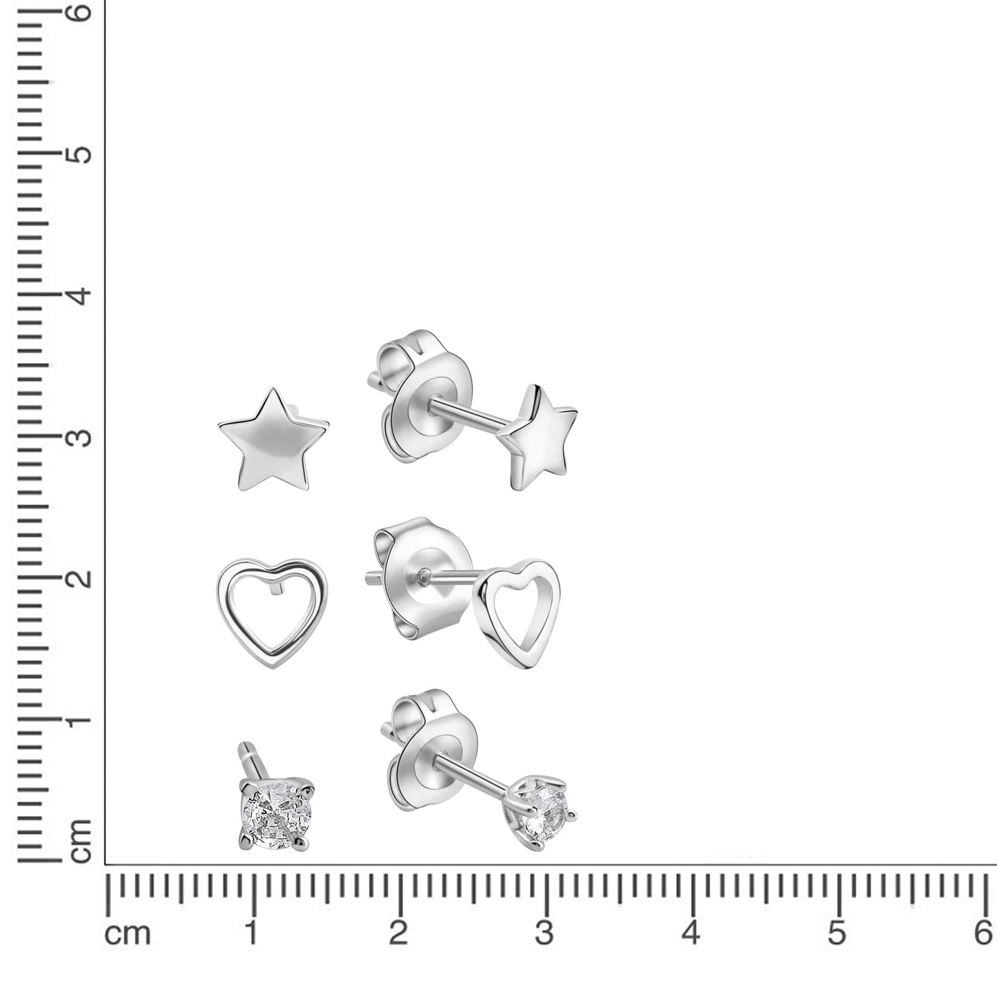 Ohrstecker 925/- Sterling Silber Rhodiniert Zirkonia