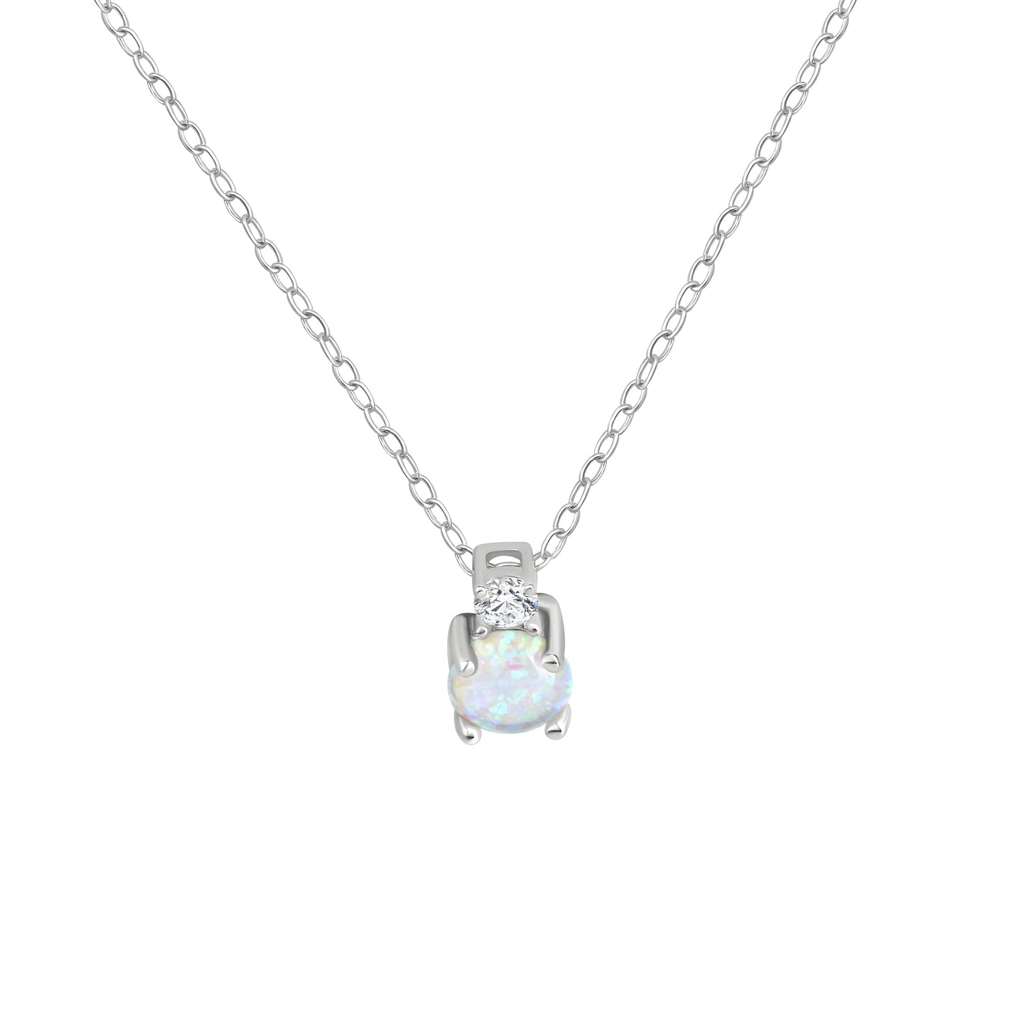Set A/K + OS Ankerkette 925/- Sterling Silber Rhodiniert 45,0cm Opal