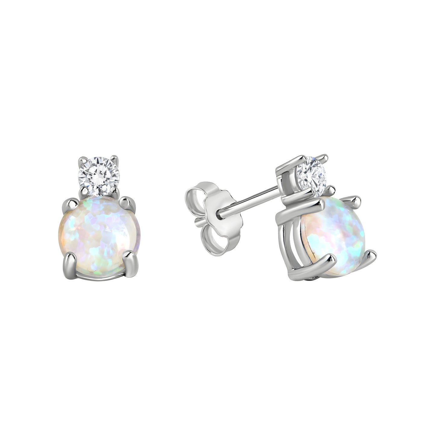 Set A/K + OS Ankerkette 925/- Sterling Silber Rhodiniert 45,0cm Opal
