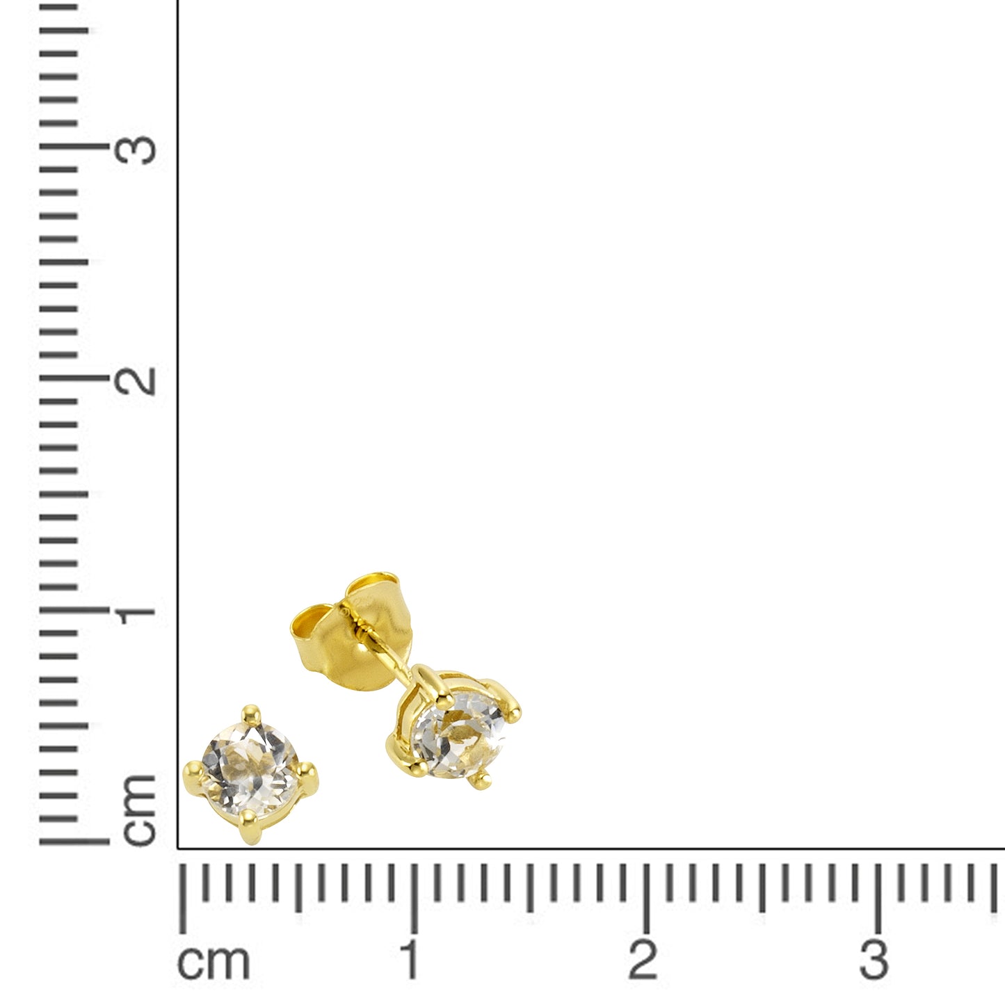 Ohrstecker 925/- Sterling Silber vergoldet 1cm Weißtopas