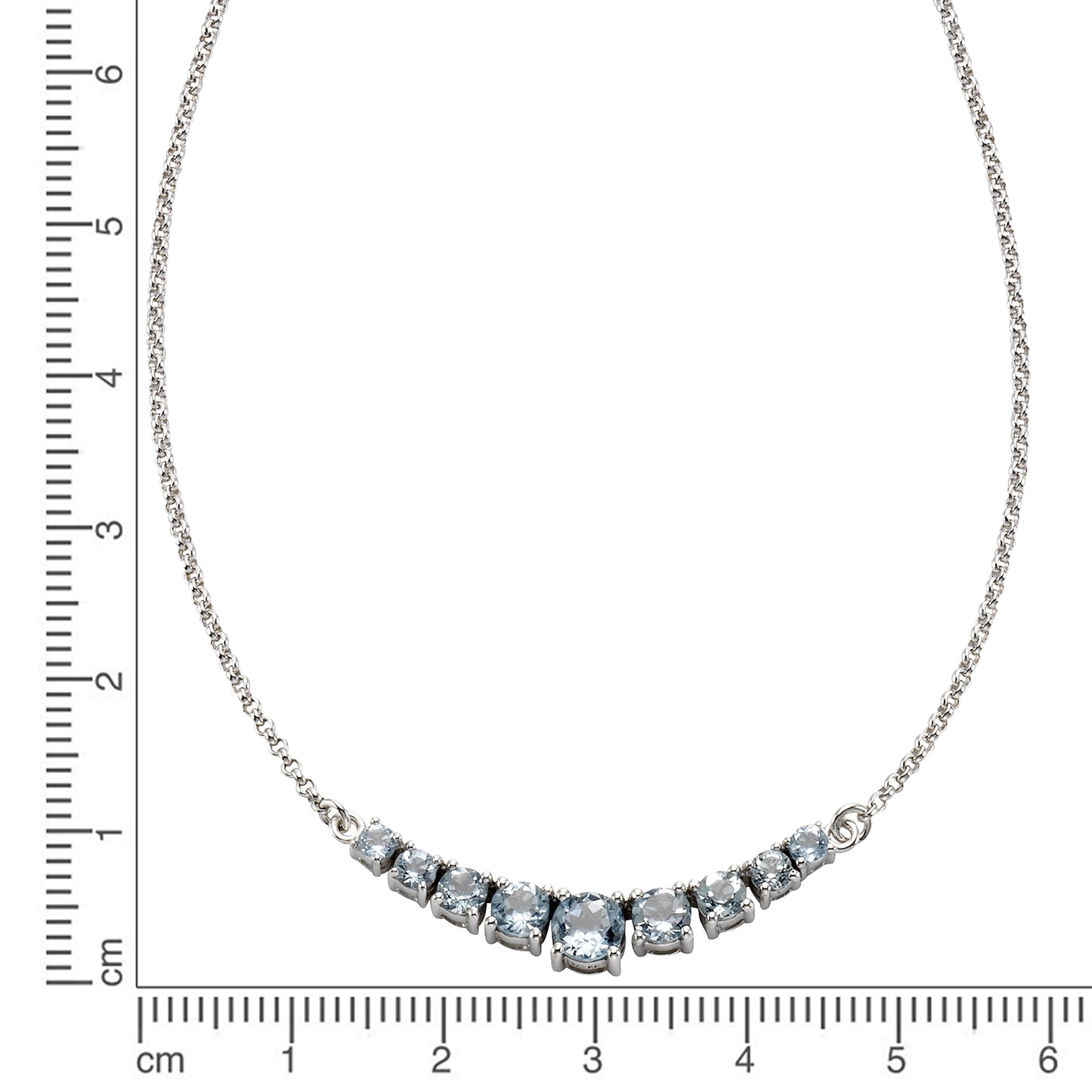 Halskette keine / nicht relevant 925/- Sterling Silber rhodiniert 45cm Blautopas beh.