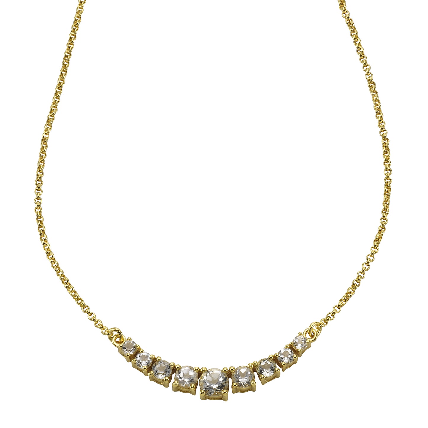 Collier keine / nicht relevant 925/- Sterling Silber vergoldet 45cm Weißtopas