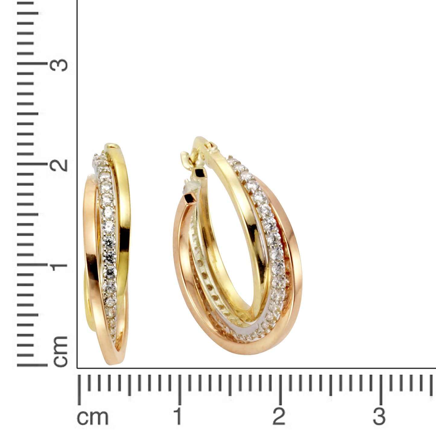 Creolen 375/- Gold 2,1cm Zirkonia