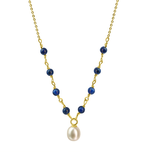 Collier Ankerkette 375/- Gold vergoldet 45,0cm Lapislazuli