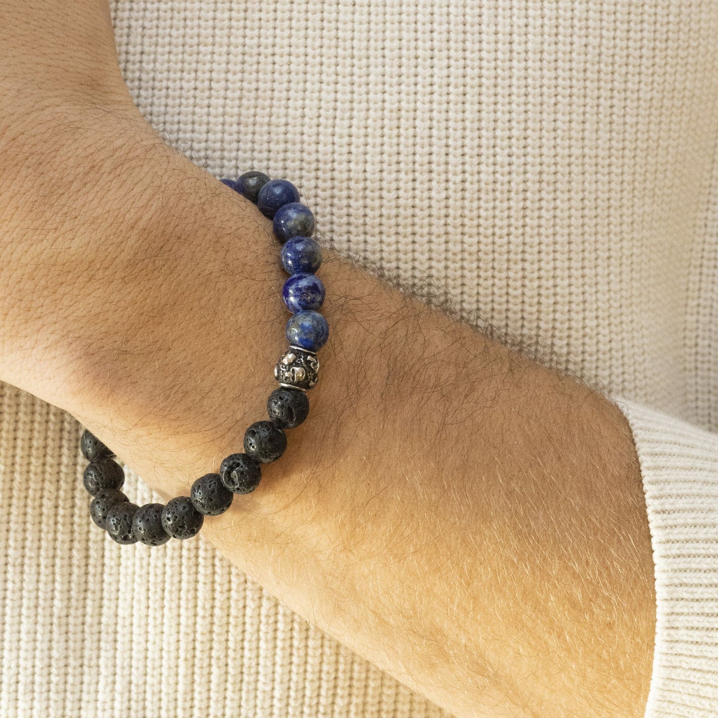 Armband Edelstahl 20cm Lapislazuli