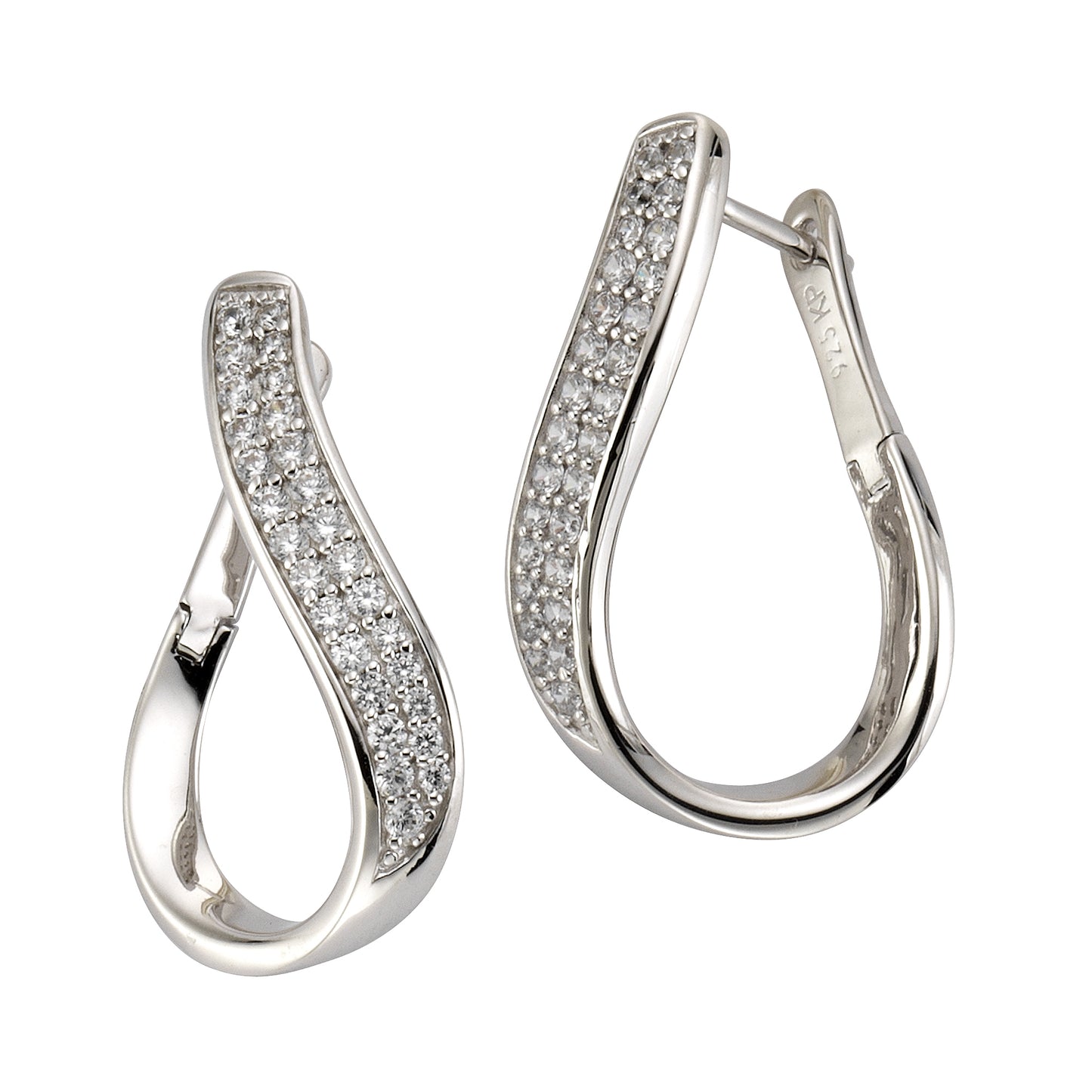 Ohrringe 925/- Sterling Silber rhodiniert 2,8cm Zirkonia