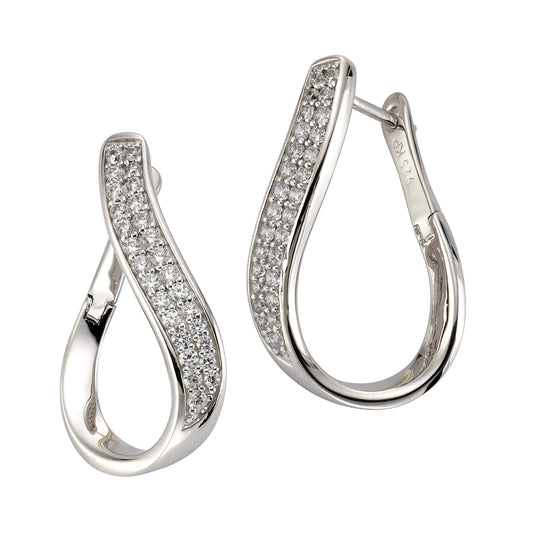 Ohrringe 925/- Sterling Silber rhodiniert 2,8cm Zirkonia