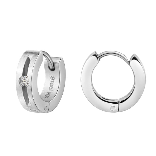 Klappcreolen Edelstahl 1,3cm Zirkonia