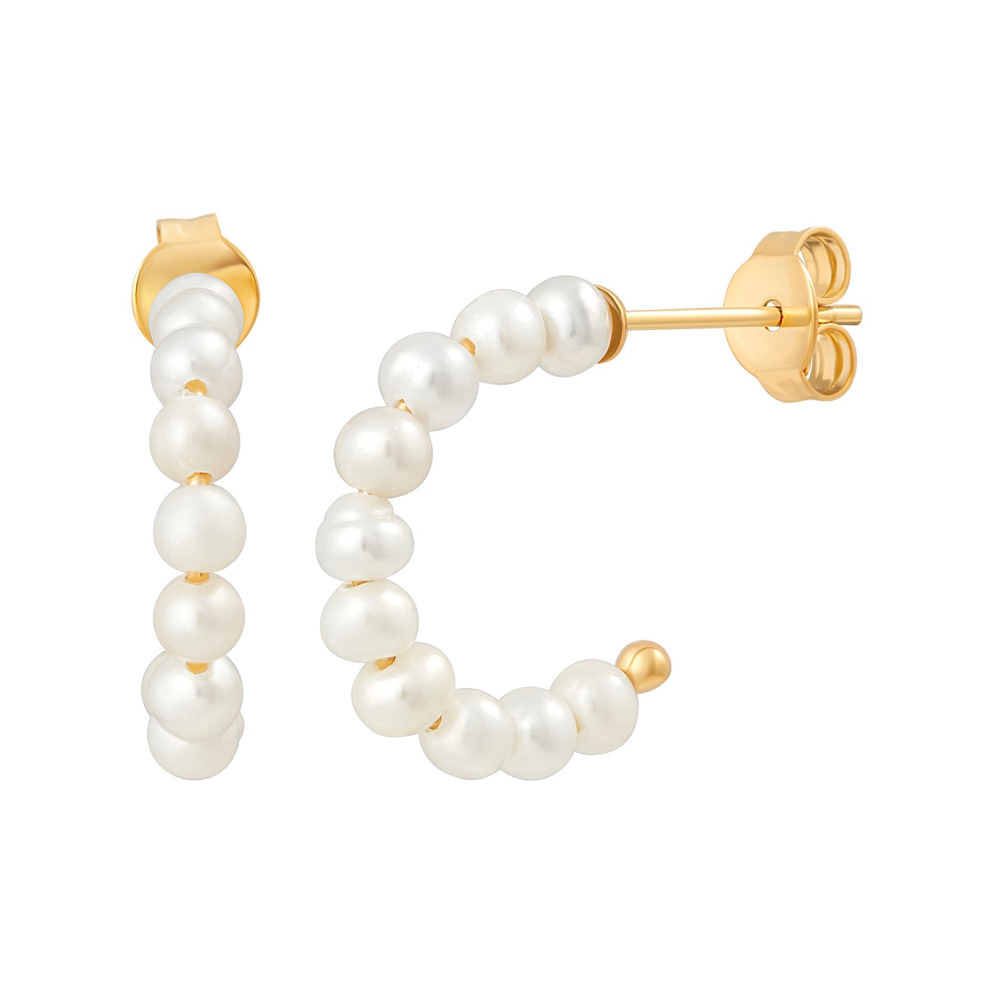 cai Creolen 925/- Sterling Silber vergoldet 1,6cm Perle