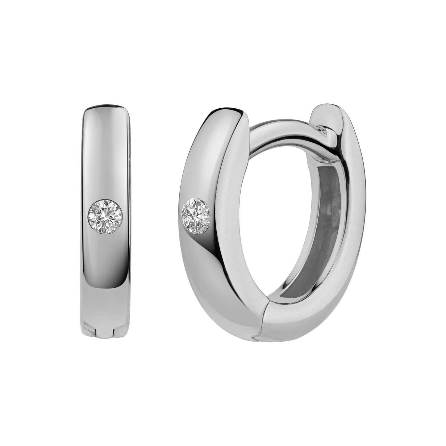 cai Klappcreolen 925/- Sterling Silber rhodiniert 0,8cm Zirkonia