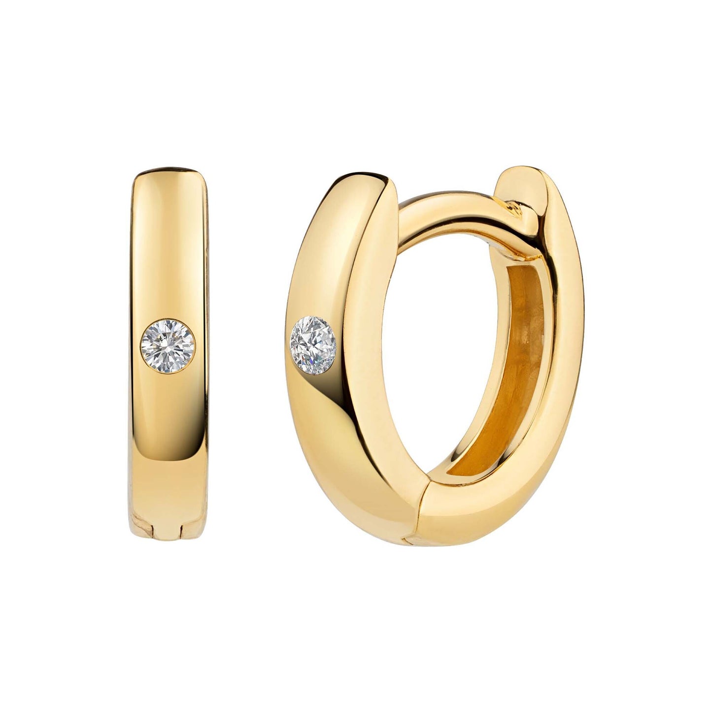 cai Klappcreolen 925/- Sterling Silber vergoldet 0,8cm Zirkonia