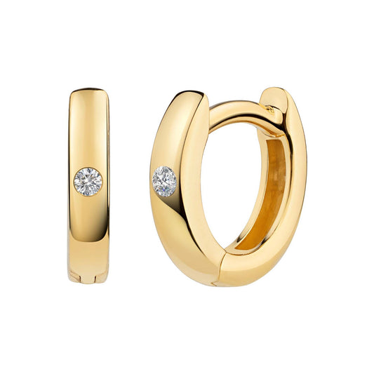 cai Klappcreolen 925/- Sterling Silber vergoldet 0,8cm Zirkonia