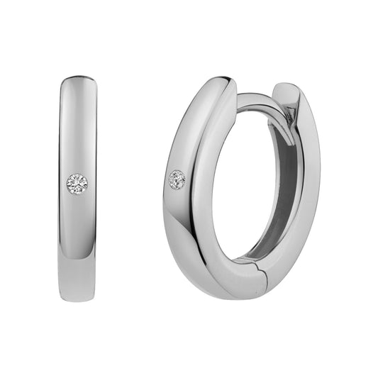 cai Klappcreolen 925/- Sterling Silber rhodiniert 1,1cm Zirkonia