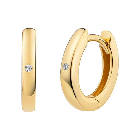 cai Klappcreolen 925/- Sterling Silber vergoldet 1,1cm Zirkonia