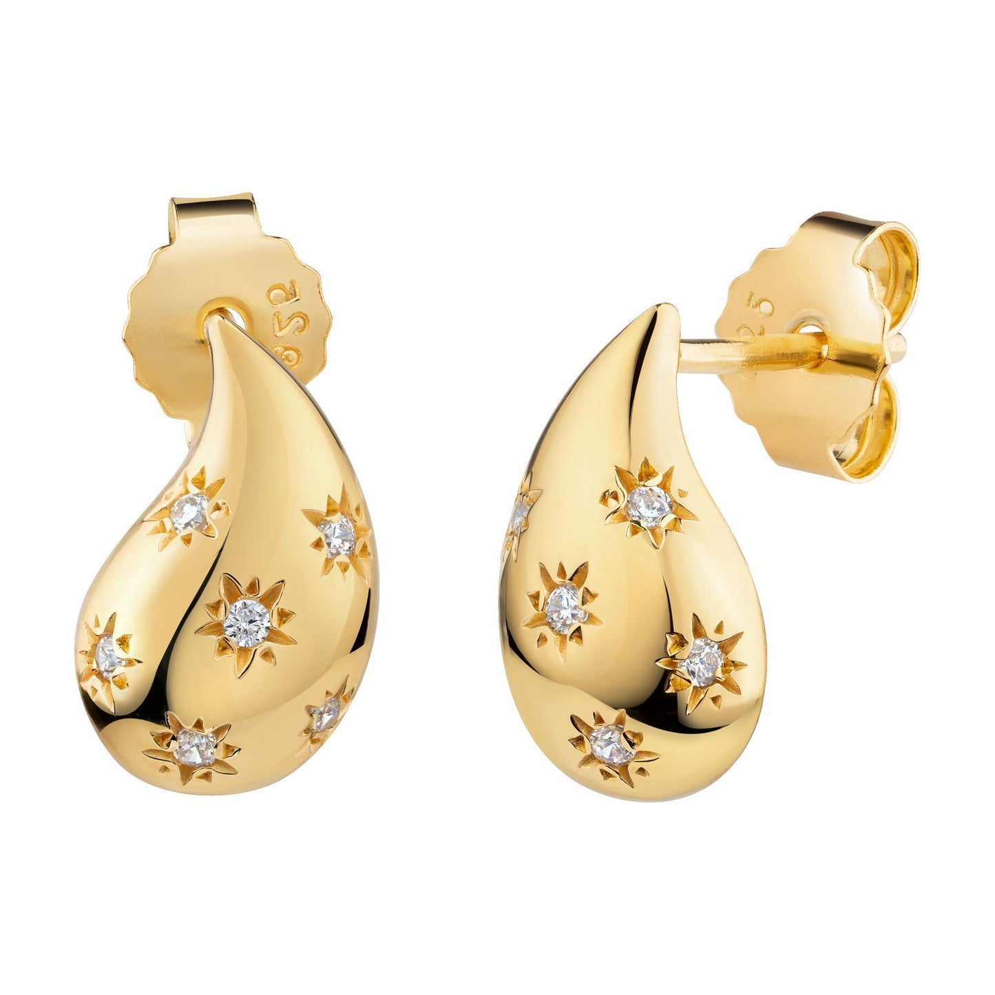 cai Ohrstecker 925/- Sterling Silber vergoldet 1,2cm Zirkonia