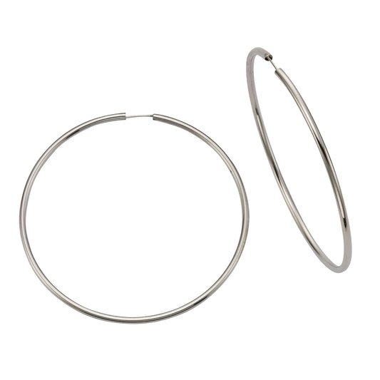 Creolen 925/- Sterling Silber rhodiniert 6,0cm ohne