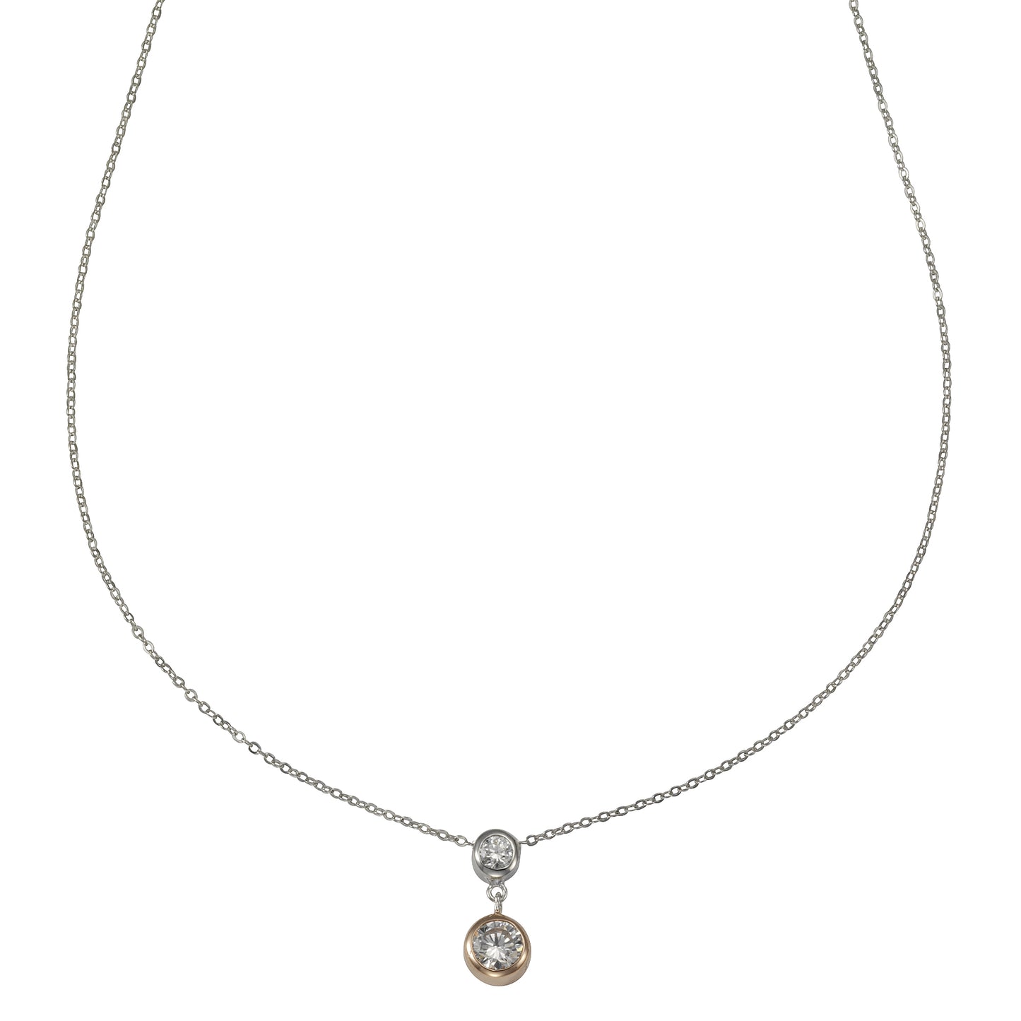 Anhänger mit Kette Ankerkette 925/- Sterling Silber rotvergoldet (teil) 45,0cm Zirkonia