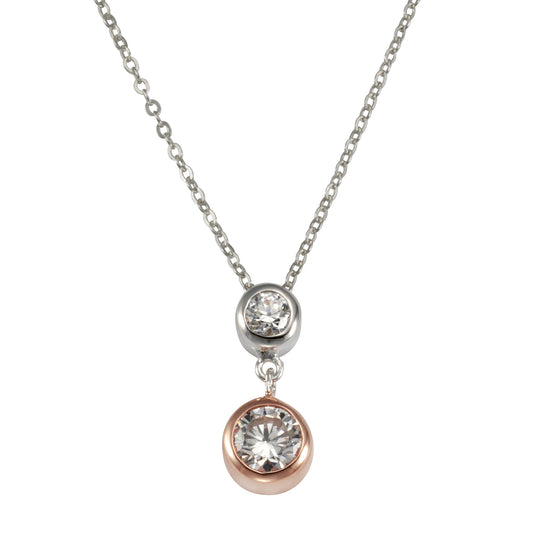 Anhänger mit Kette Ankerkette 925/- Sterling Silber rotvergoldet (teil) 45,0cm Zirkonia