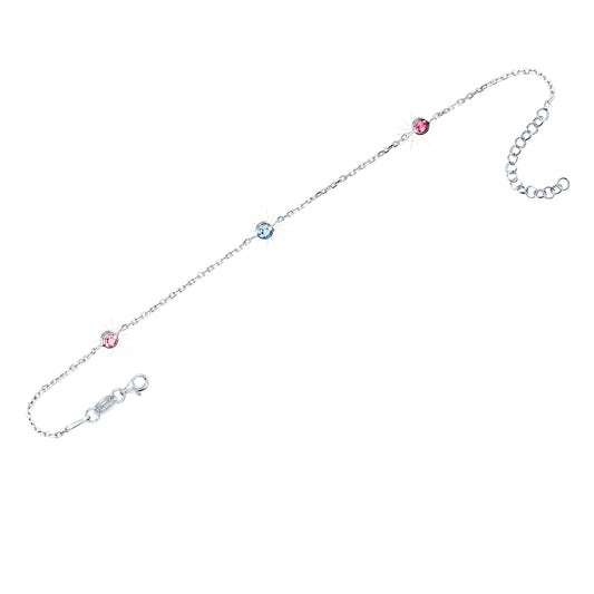 Armband Ankerkette 925/- Sterling Silber rhodiniert 18,0cm Zirkonia