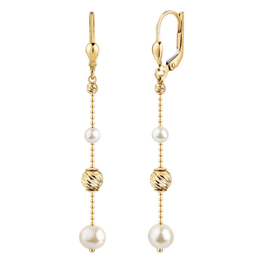Ohrringe 585/- Gold 5,7cm Süßwasserzuchtperle