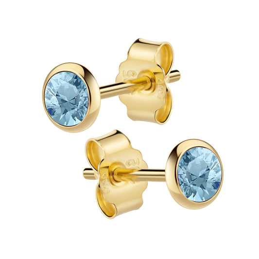 Ohrstecker 585/- Gold 0,4cm Blautopas beh.