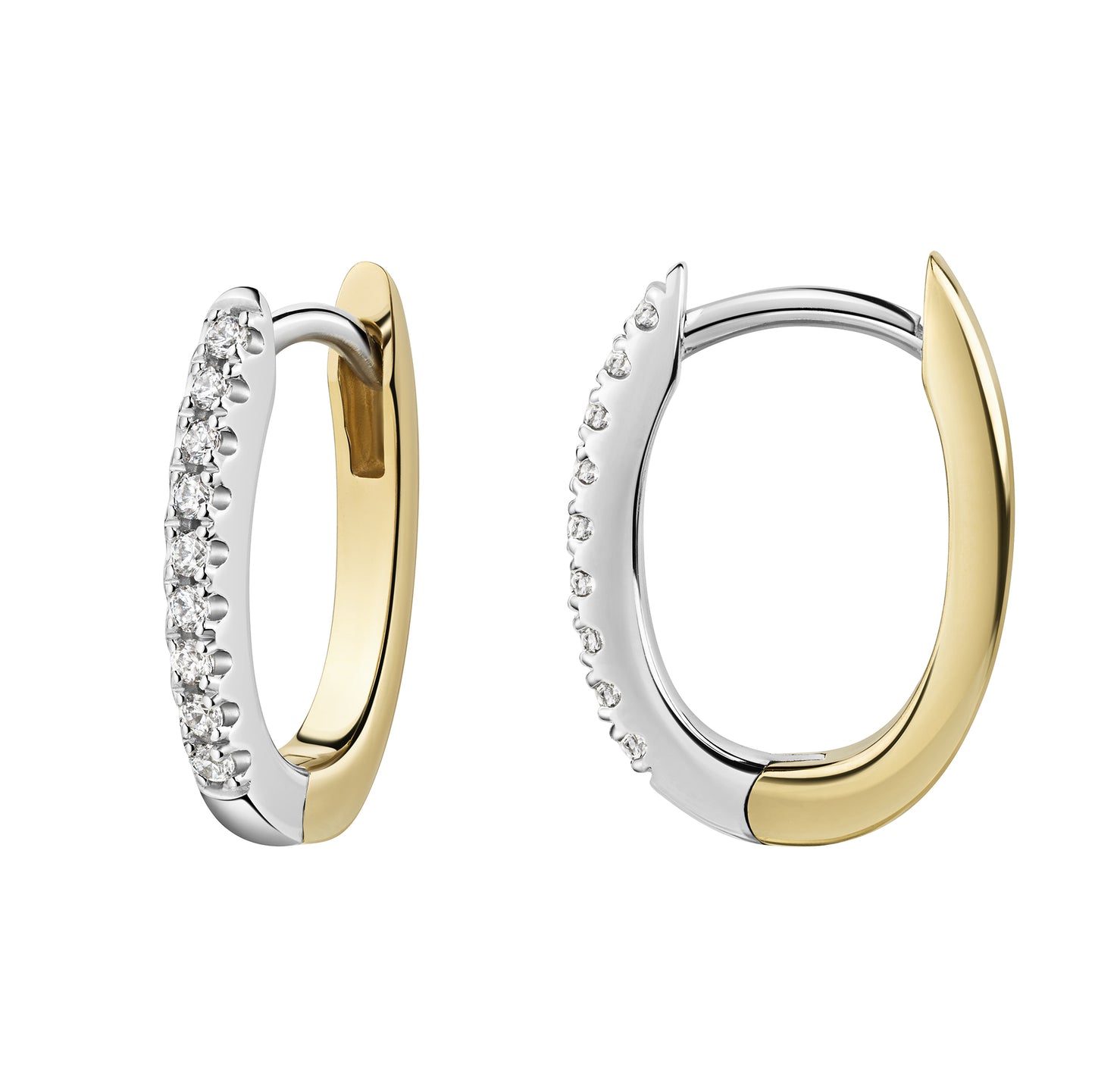Klappcreolen 925/- Sterling Silber vergoldet (teil) 1,5cm Zirkonia